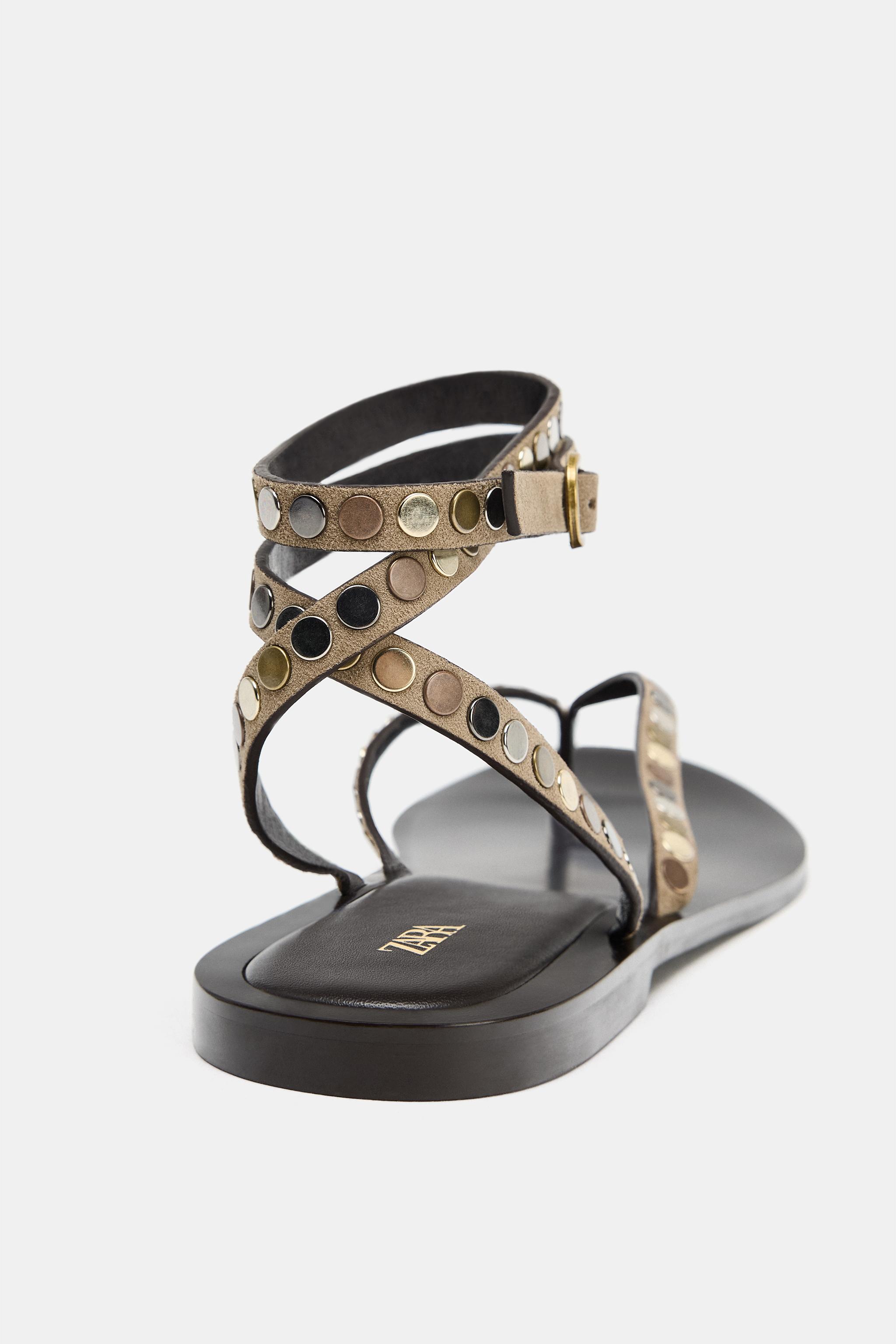 STUDDED LEATHER SANDALS